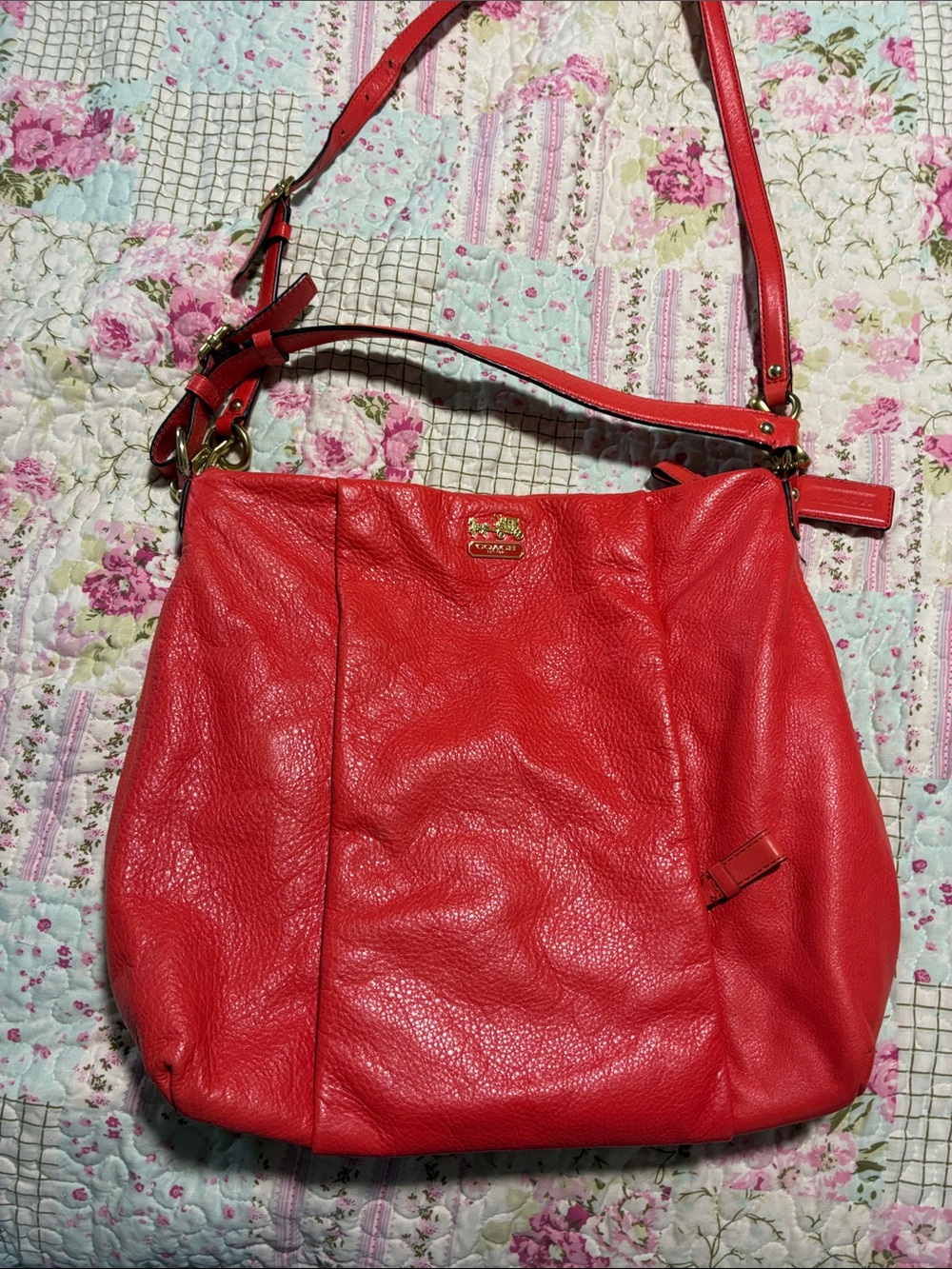 Coach Bright Red/Orange Shoulder Bag with Adjustable Strap